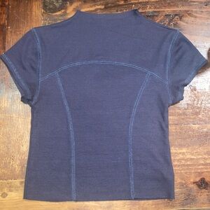 Joah Brown Navy Contrast Stitch Crop Tee
